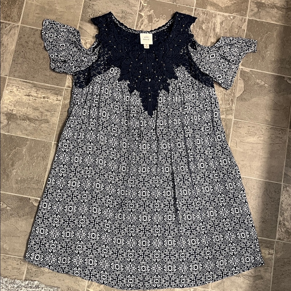 Knox Rose Dress in Navy and White Pattern